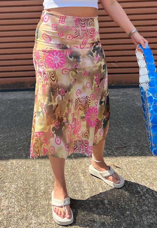 PINK SWIRL HALF LINED MESH SKIRT - 2XS HISSY FIT LTD