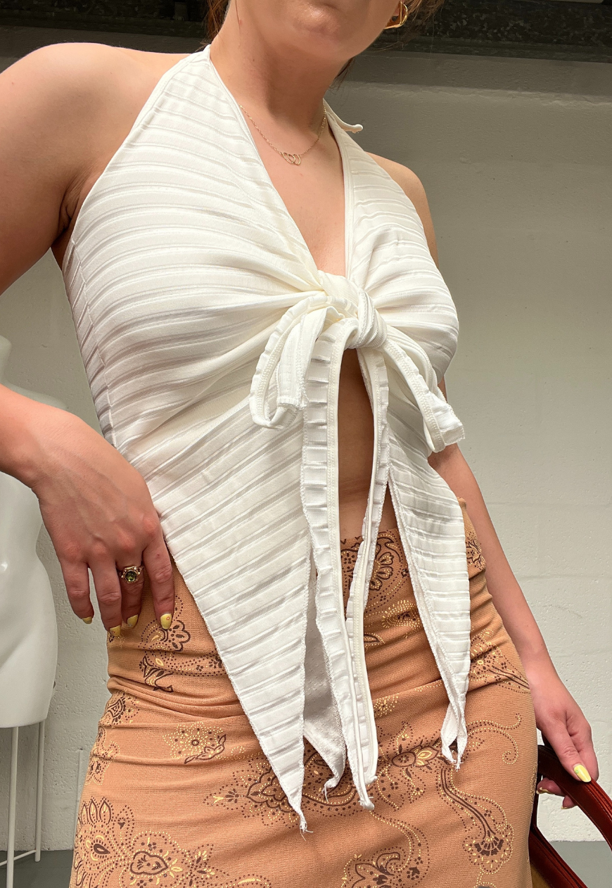 WHITE STRIPE MULTI-WAY TOP - S/M HISSY FIT LTD
