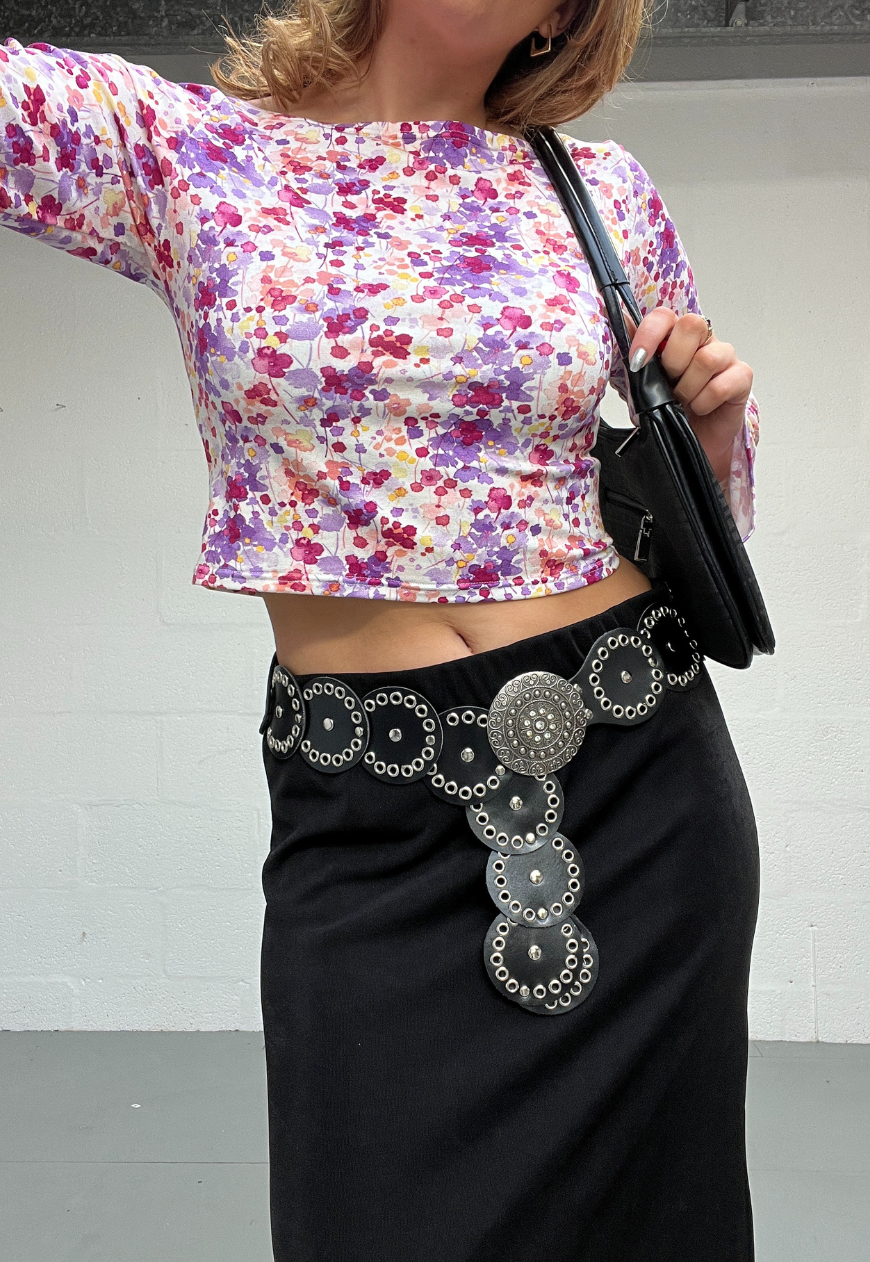 PINK FLOWER FLARE TOP