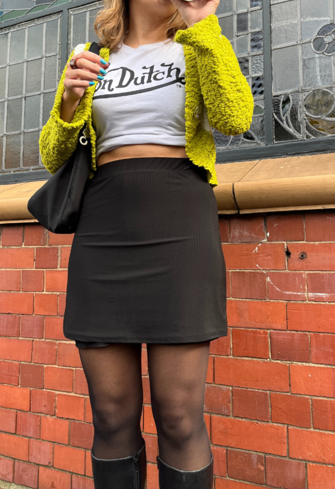 BLACK STRIPE MINI SKIRT - S HISSY FIT LTD