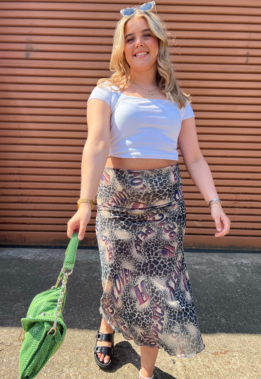 PURPLE LEOPARD HALF LINED MESH SKIRT - HISSY FIT LTD