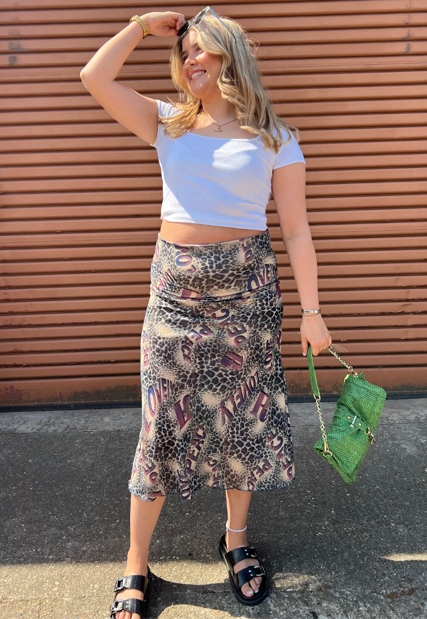 PURPLE LEOPARD HALF LINED MESH SKIRT - HISSY FIT LTD