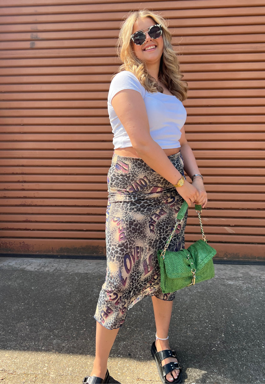 PURPLE LEOPARD HALF LINED MESH SKIRT - HISSY FIT LTD
