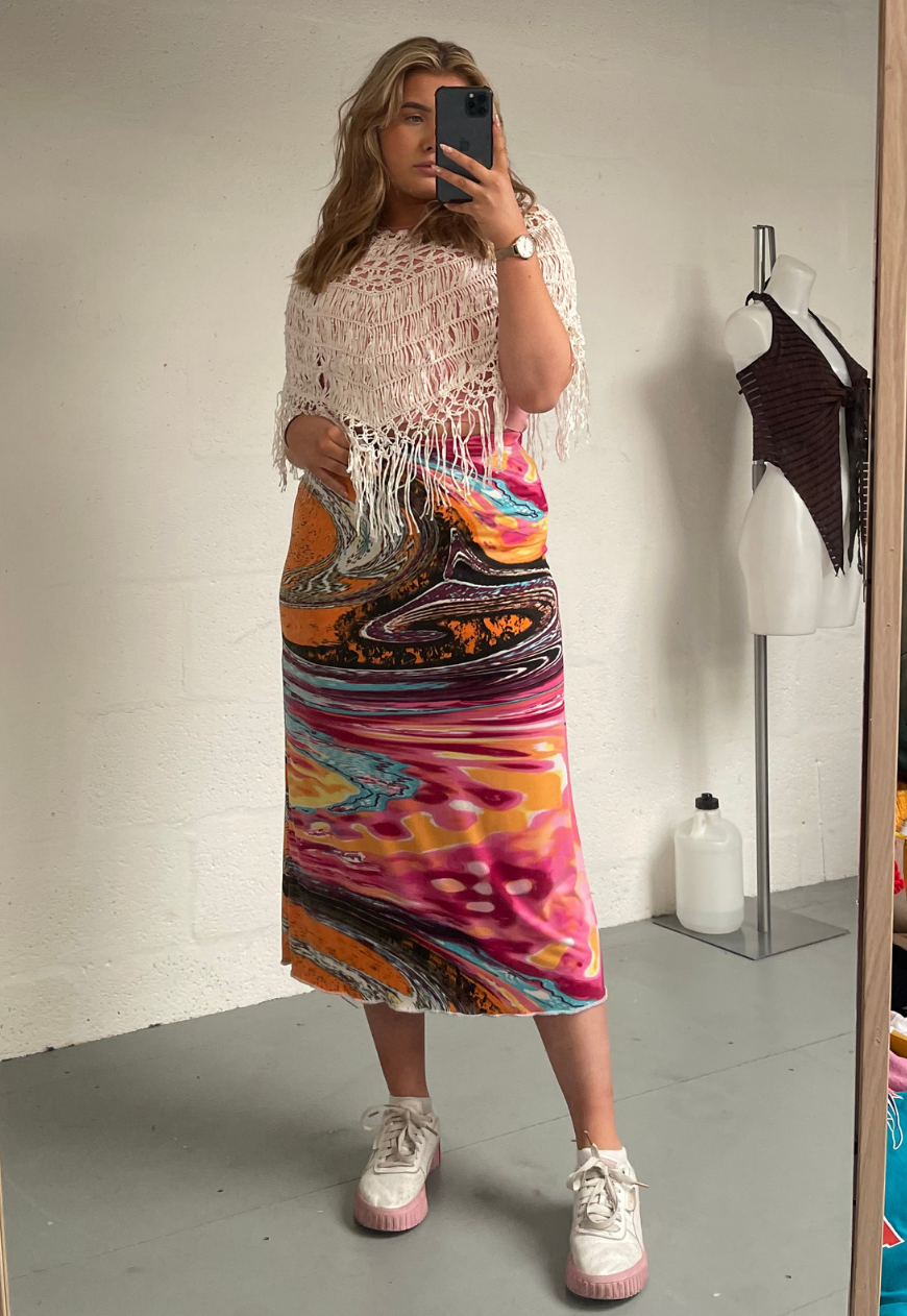 CREAM BEADED PONCHO (A0244) - HISSY FIT LTD