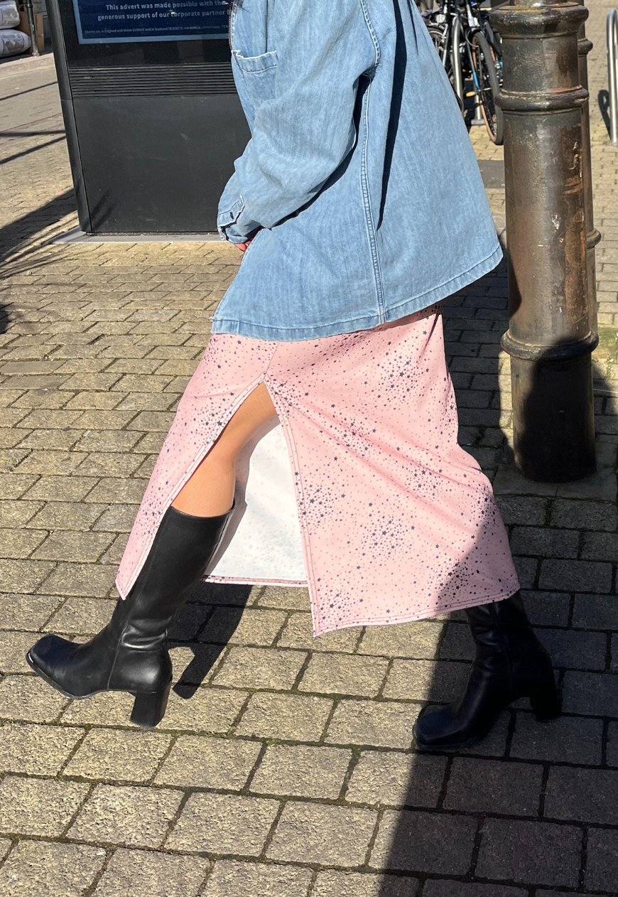 PINK STAR SPLIT MAXI DRESS - 2XS HISSY FIT LTD