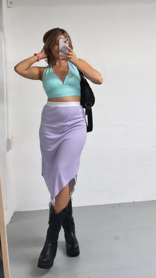 LILAC/WHITE REVERSIBLE POINTED HEM SKIRT - 4XL HISSY FIT LTD