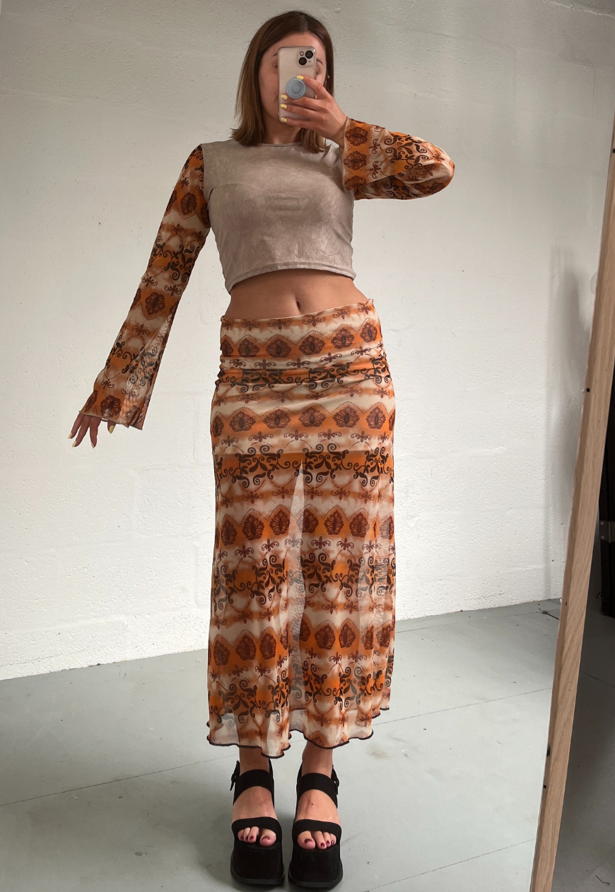 ORANGE GRUNGE HALF LINED MESH SKIRT - 2XS HISSY FIT LTD