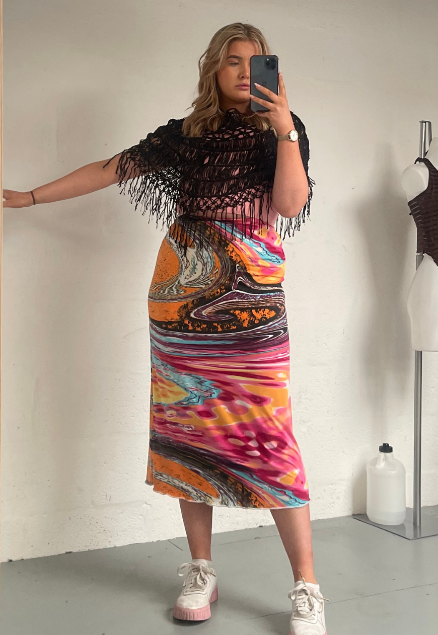 BLACK BEADED PONCHO (A0244)(18371) - HISSY FIT LTD