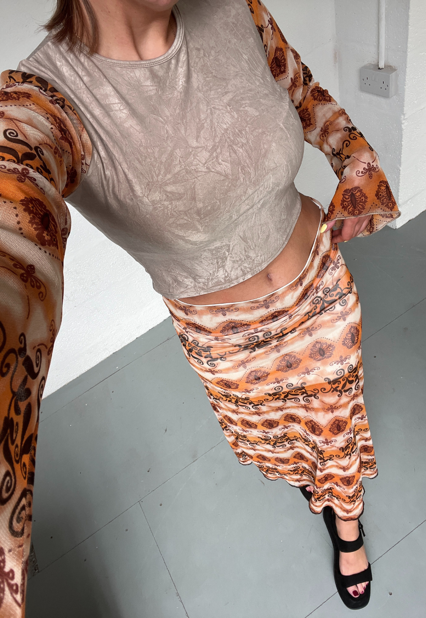 ORANGE GRUNGE HALF LINED MESH SKIRT - 2XS HISSY FIT LTD