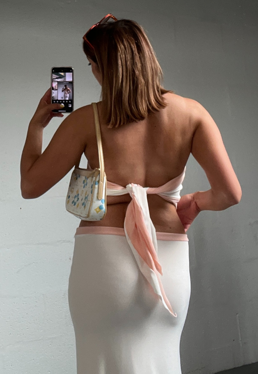 PEACH/WHITE REVERSIBLE HANKIE TOP - HISSY FIT LTD