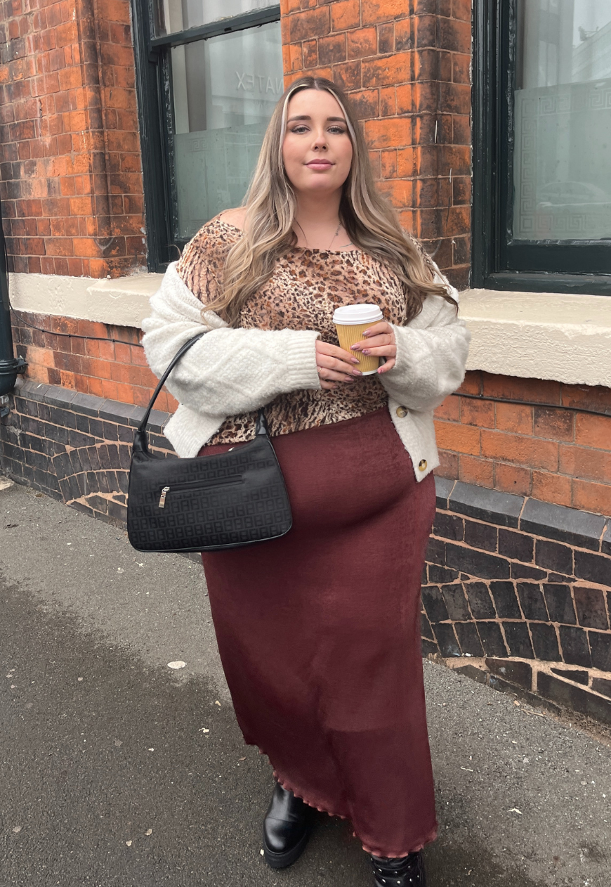 MAPLE/HAZELNUT REVERSIBLE MAXI SKIRT - 2XS HISSY FIT LTD