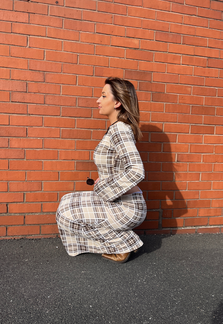 BLUE CHECK/CREAM TARTAN REVERSIBLE MID-RISE SKIRT - 2XS HISSY FIT LTD