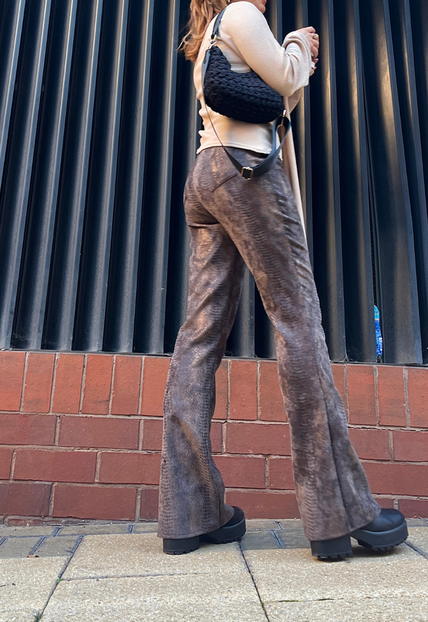 DARK BROWN SNAKE JEANS - HISSY FIT LTD