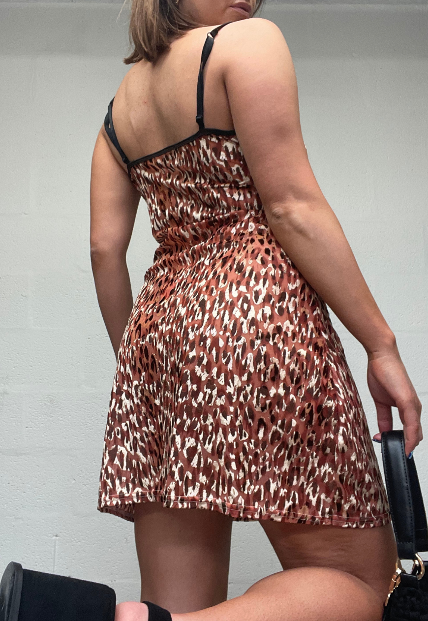 LEOPARD MESH SLIP DRESS - L HISSY FIT LTD