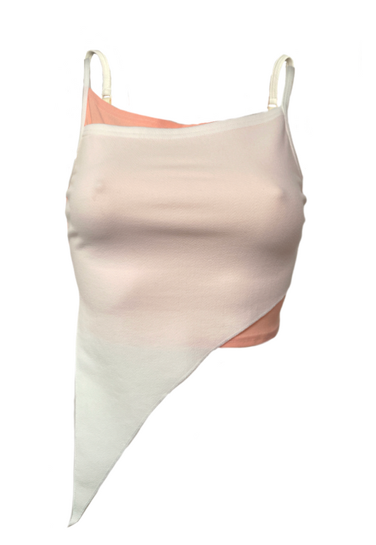 OFFCUTS PEACH/ WHITE ASYMMETRIC TOP (03) - S HISSY FIT LTD