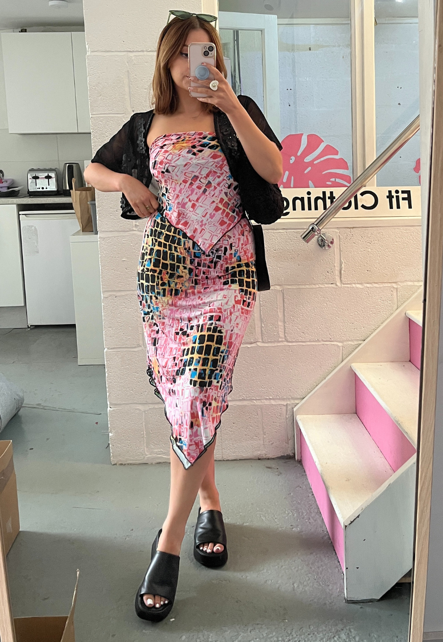 GREEN/PINK TILE REVERSIBLE HANKIE TOP - HISSY FIT LTD