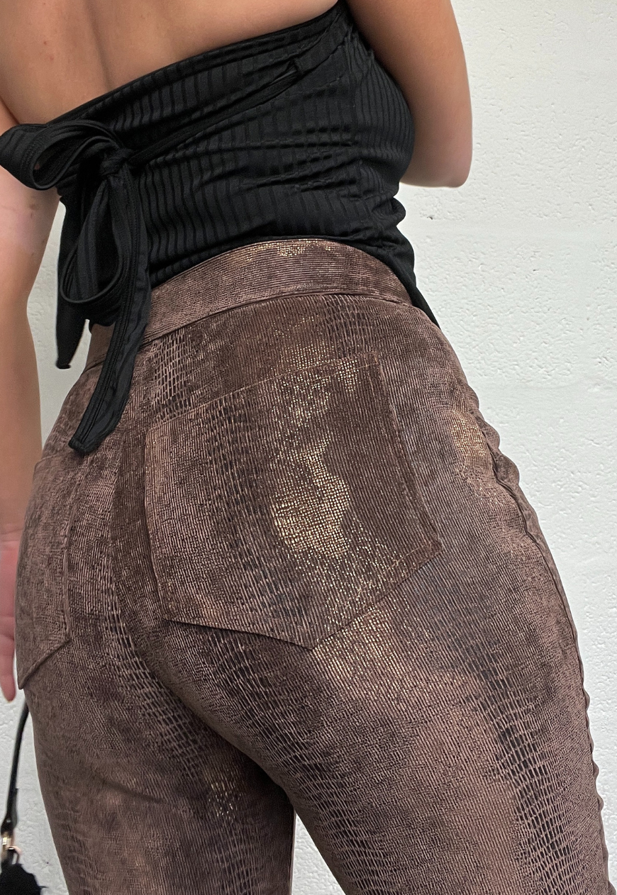 DARK BROWN SNAKE JEANS - HISSY FIT LTD