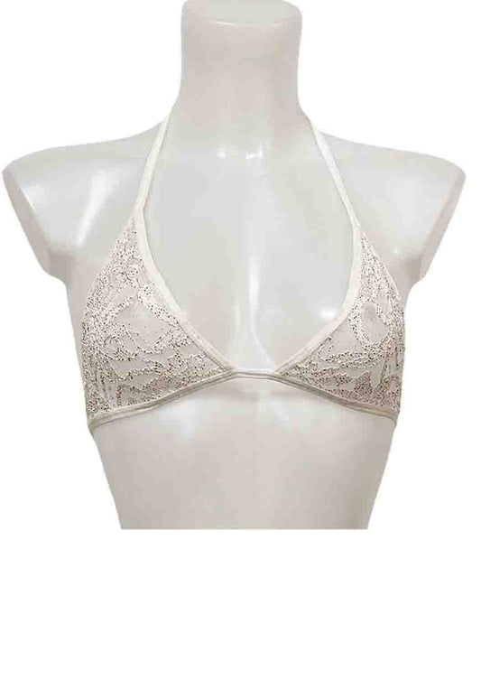CREAM SHIMMER LACE BRA - XS (CUPS A/B) HISSY FIT LTD