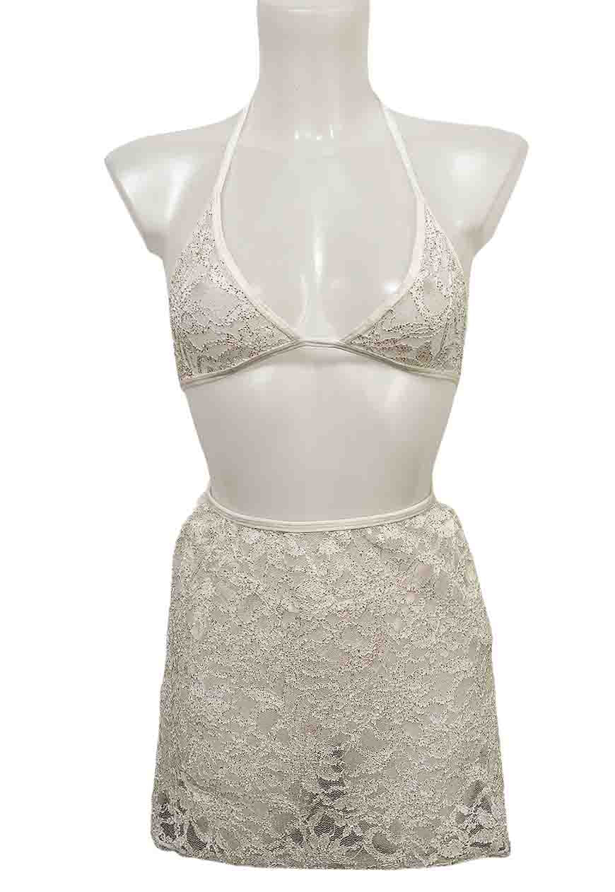 CREAM SHIMMER LACE BRA - XS (CUPS A/B) HISSY FIT LTD