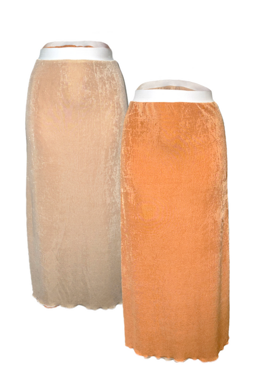 CREAM/ MAPLE REVERSIBLE SKIRT - 2XS HISSY FIT LTD