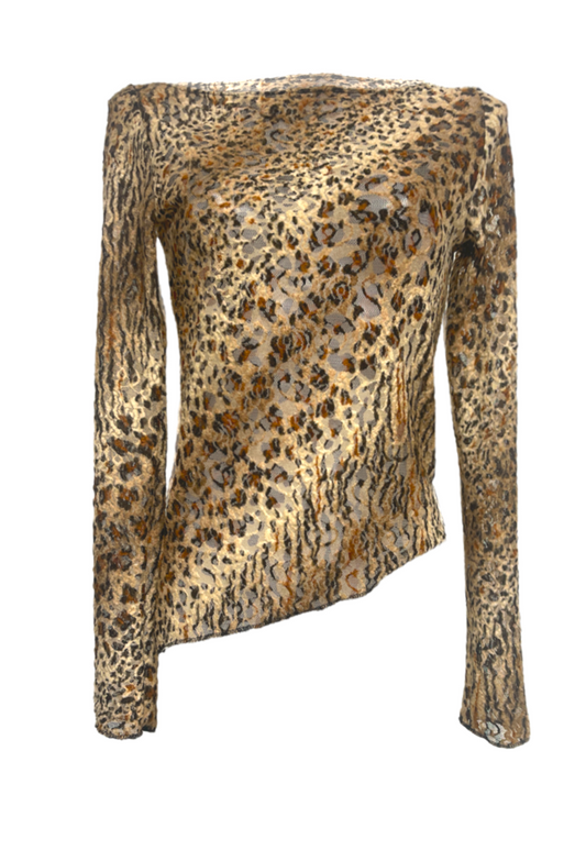 LEOPARD LACE ASYMMETRIC TOP - 5XL HISSY FIT LTD