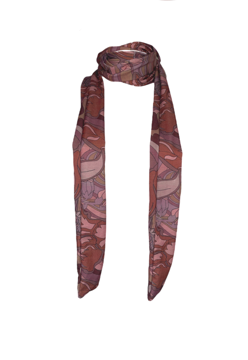 BROWN FLORAL SKINNY SCARF