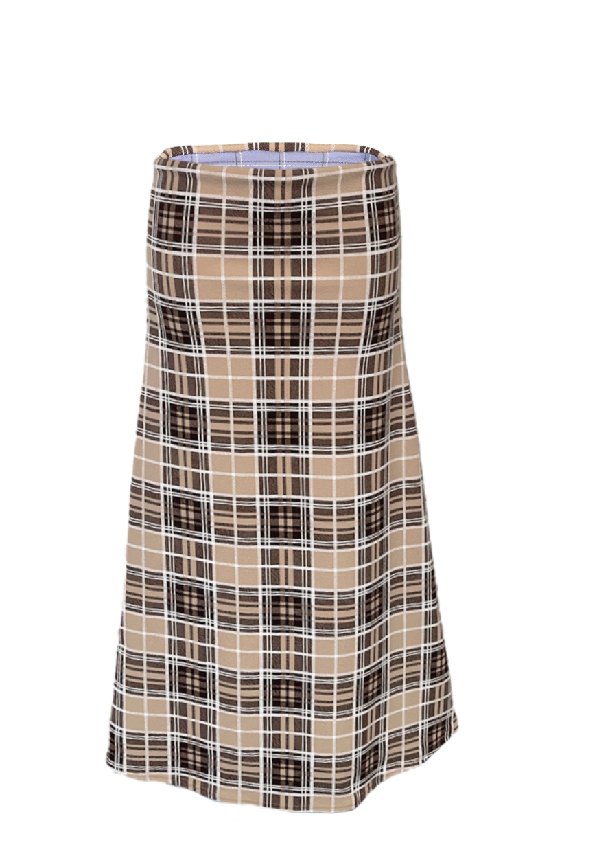 BLUE CHECK/CREAM TARTAN REVERSIBLE MID-RISE SKIRT - 2XS HISSY FIT LTD