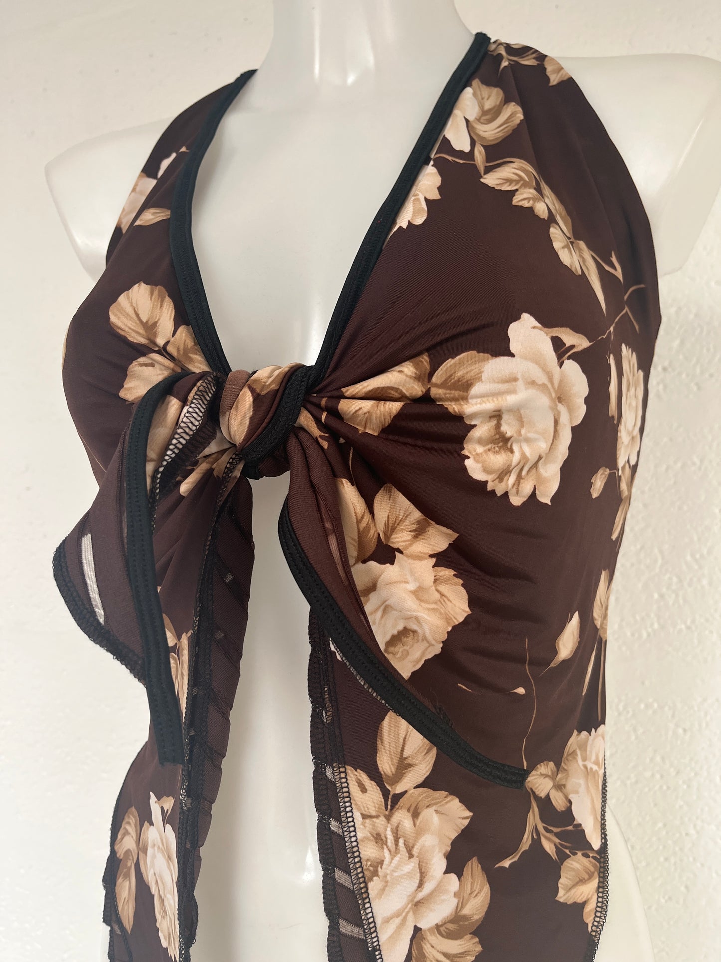 BROWN STRIPE/BROWN ROSE MULTI-WAY TOP