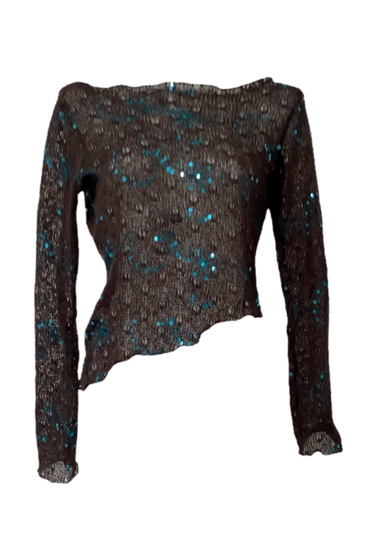 BROWN ASYMMETRIC KNIT TOP - 6XL HISSY FIT LTD