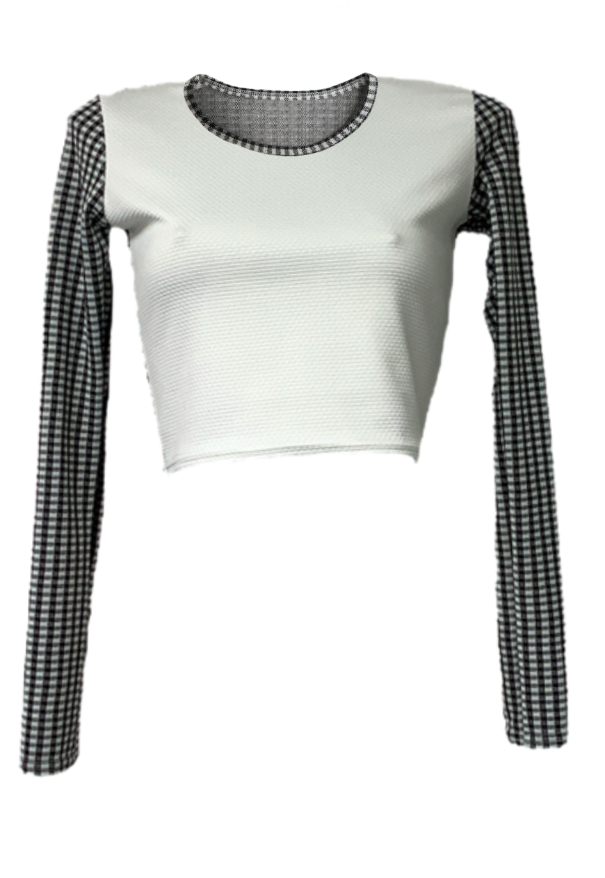 GINGHAM SLEEVED CROPPED TOP - 2XS HISSY FIT LTD