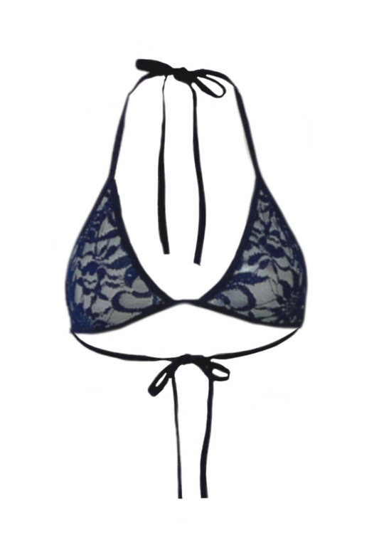 NAVY SHIMMER LACE BRA - XS (CUPS A/B) HISSY FIT LTD