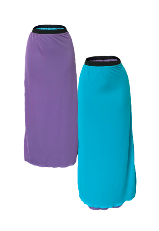 BLUE/PURPLE REVERSIBLE MAXI SKIRT - XS HISSY FIT LTD