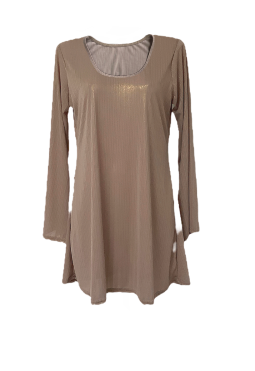 BEIGE SHIMMER SWING DRESS - HISSY FIT LTD