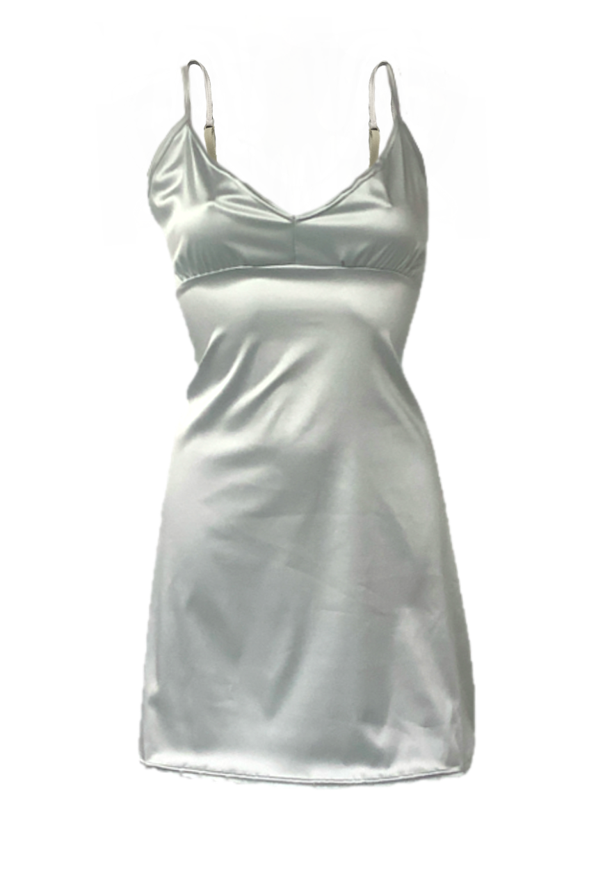 Silver silk 2025 slip dress