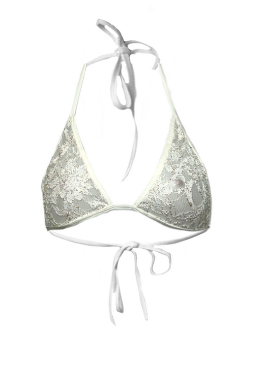 CREAM SHIMMER LACE BRA - XS (CUPS A/B) HISSY FIT LTD