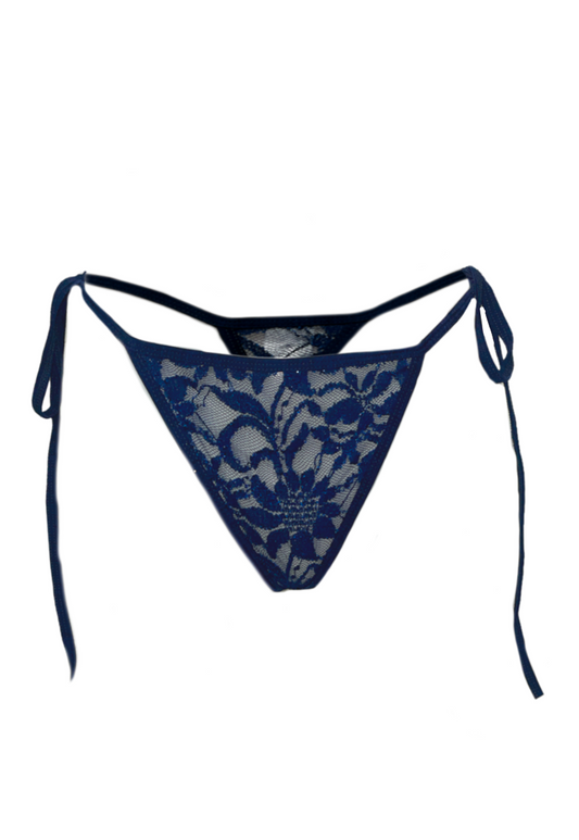 NAVY SHIMMER LACE THONG - XS (UK 4/6) HISSY FIT LTD