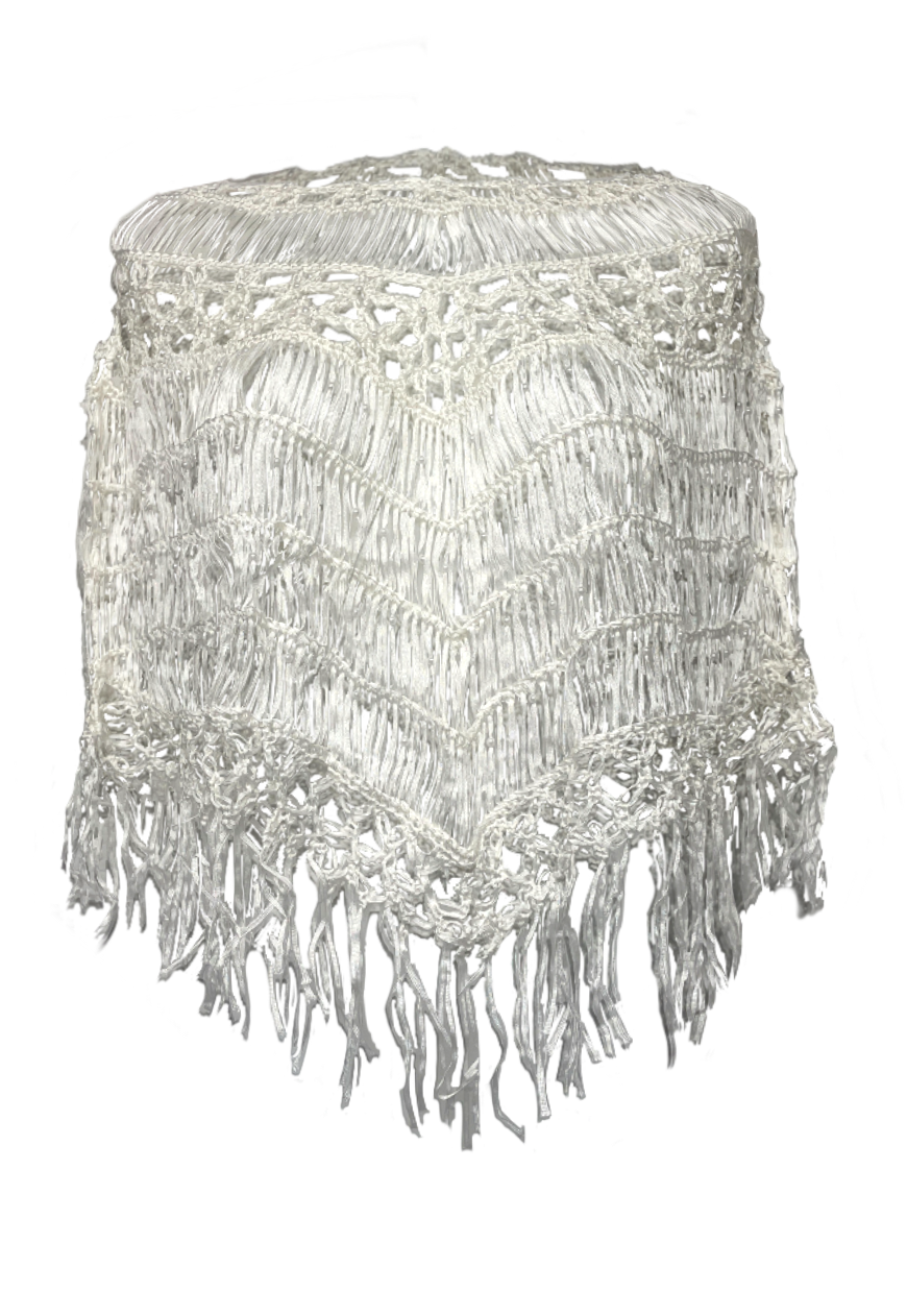 CREAM BEADED PONCHO (A0244) - HISSY FIT LTD