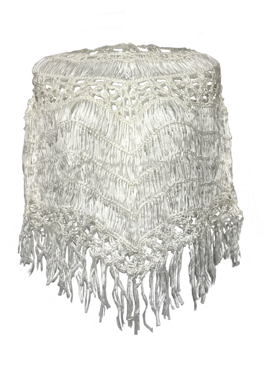 CREAM BEADED PONCHO (A0244) - HISSY FIT LTD