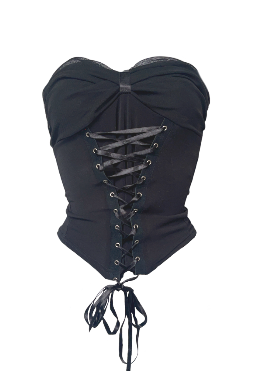 BLACK ANGEL CORSET SET - 6 HISSY FIT LTD