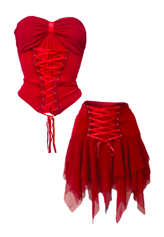 RED ANGEL CORSET SET - 6 HISSY FIT LTD