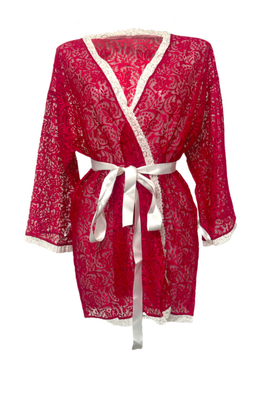 RED LACE ROBE - NO SIZE HISSY FIT LTD