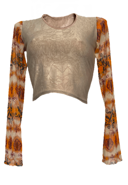 ORANGE GRUNGE FLARE CROPPED TOP - 5XL HISSY FIT LTD