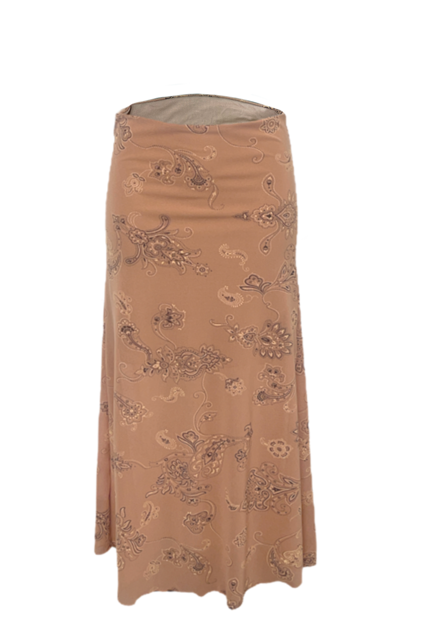 CARAMEL PAISLEY HALF LINED MESH SKIRT - S HISSY FIT LTD