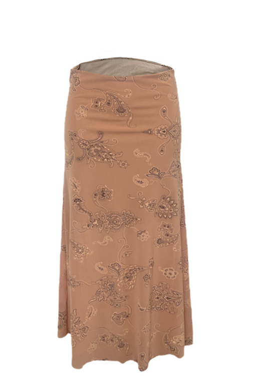 CARAMEL PAISLEY HALF LINED MESH SKIRT - S HISSY FIT LTD