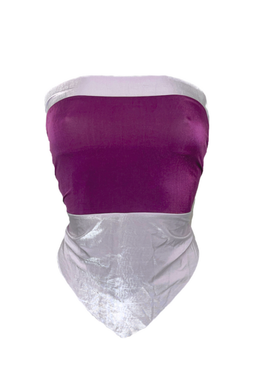 OFFCUTS PURPLE GLOW REVERSIBLE HANKIE TOP - HISSY FIT LTD