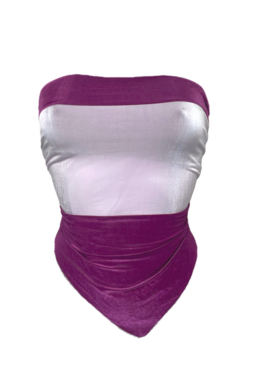 OFFCUTS PURPLE GLOW REVERSIBLE HANKIE TOP - HISSY FIT LTD