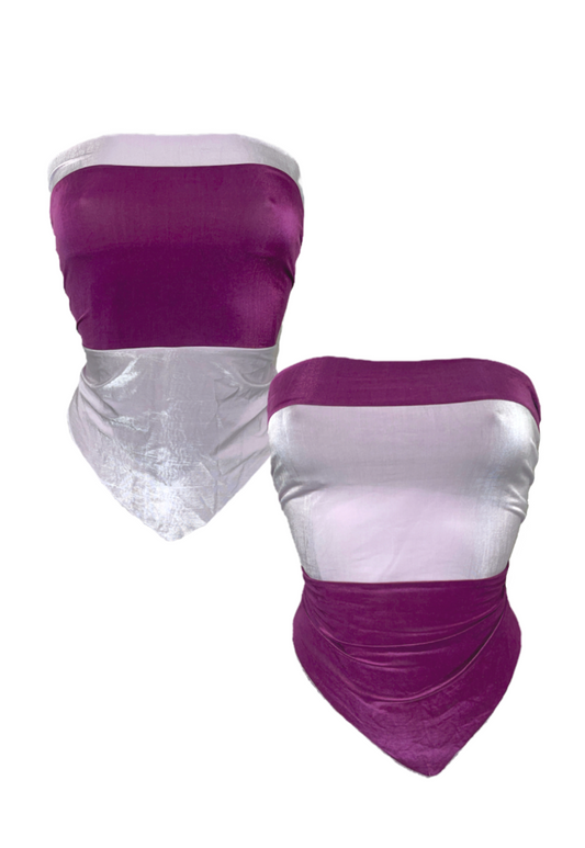 OFFCUTS PURPLE GLOW REVERSIBLE HANKIE TOP - HISSY FIT LTD