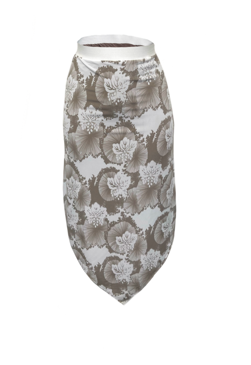 BROWN/FLOWER REVERSIBLE POINTED HEM SKIRT (02) - S HISSY FIT LTD