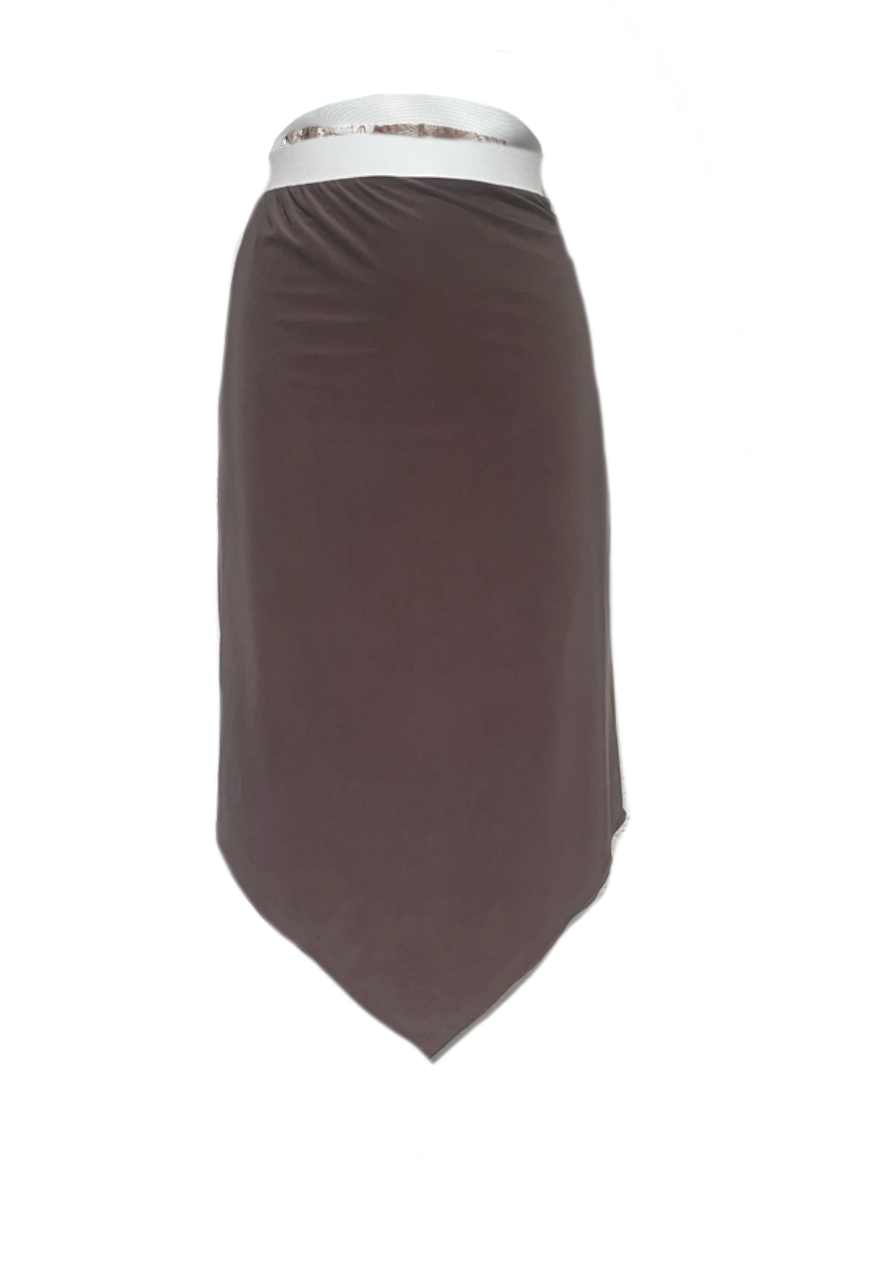 BROWN/FLOWER REVERSIBLE POINTED HEM SKIRT (02) - S HISSY FIT LTD