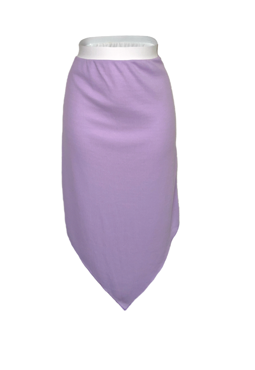 LILAC/WHITE REVERSIBLE POINTED HEM SKIRT - 4XL HISSY FIT LTD